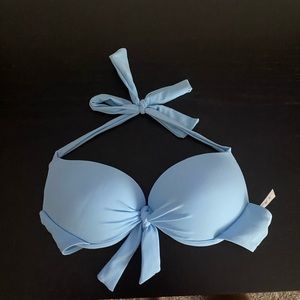 Push up blue bikini swim top